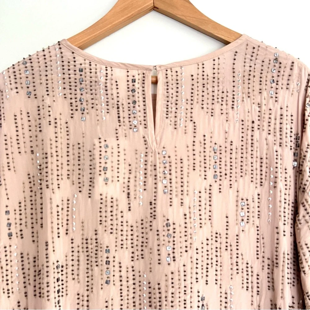 ANTHROPOLOGIE x Velvet Jonelle Beaded Sequins Viscose Boho Top Blouse Sz M NWT - Picture 7 of 14